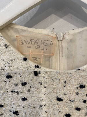 Giambattista Valli White and Black Tweed Floral Embroidered Dress Size IT 42 (UK 10)