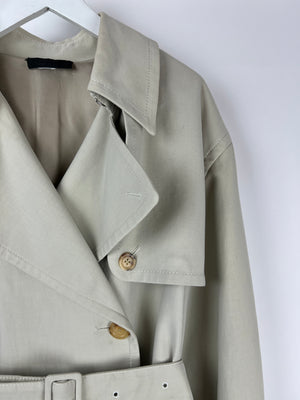 The Row Dove Grey Trench Coat with Tortoise Shell Buttons and Belt Size XS (UK 6)