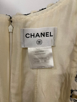 Chanel Paris-Byzance Cream Sleeveless Tweed Dress and Jacket Set with Embellished Button Details Size FR 40/44 (UK 12/16)