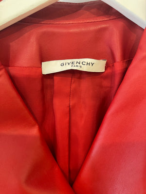 Givenchy Red Lambskin Leather Biker Jacket with Buckle Details Size FR 34 (UK 6)