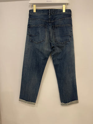 Christian Dior Blue Mid-Rise Large Boyfriend Jeans with Logo Detail Size FR 32 (UK 4) RRP £1,150