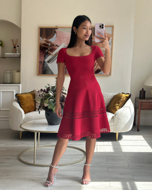 Alaïa Red Sleeveless Skater Dress Size FR 36 (UK 8)