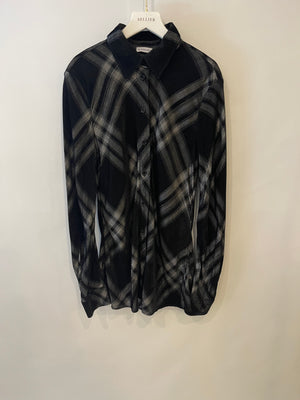 Burberry Black and White Checked Velvet Shirt IT 40 (UK 8)