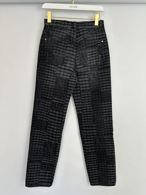 *HOT* Chanel 24A Printed Black Straight Leg Jeans with Camelia Embellished Button Detail Size FR 34 (UK 6) RRP £1850