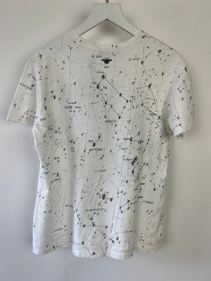 Christian Dior White Star Sign Print Short Sleeve T-Shirt Size S (UK 8)