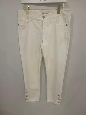 Chanel White Straight-Leg Denim Jeans with Gold CC Logo Buttons FR 40 (UK 12)