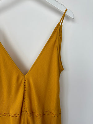 Gabriela Hearst Yellow Brigita Cashmere & Silk Blend Maxi Dress With Stitch Detailing