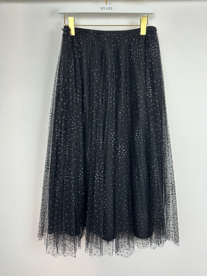 Red Valentino Black Polka Dot Tulle Maxi Skirt IT 44 (UK 12)