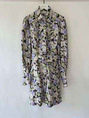 Zimmermann Purple Floral Long Sleeve Midi Dress with Belt Detail Size 0 (UK 6)