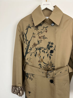 Christian Dior Beige AW22 Trench Coat with Dior Oblique Lining and Cuff Details with Garden Print Details FR 34 (UK 6)