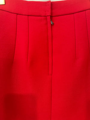 Dolce & Gabbana Red Wool Mini Skirt with Black and Gold Logo Buttons Size IT 38 (UK 6)