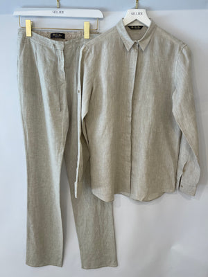 Loro Piana Beige Linen Shirt and Trouser Set Size IT 40 (UK 8)