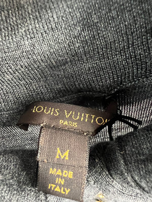Louis Vuitton Grey Fine Knit Long Sleeve Jumper with Gold Logo