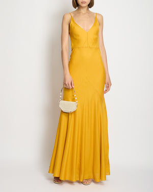 Gabriela Hearst Yellow Brigita Cashmere & Silk Blend Maxi Dress With Stitch Detailing