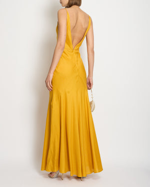 Gabriela Hearst Yellow Brigita Cashmere & Silk Blend Maxi Dress With Stitch Detailing