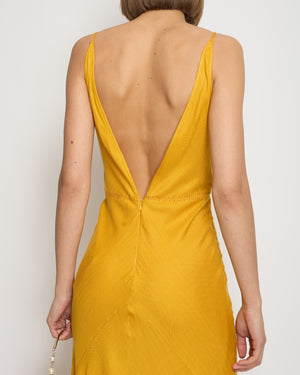 Gabriela Hearst Yellow Brigita Cashmere & Silk Blend Maxi Dress With Stitch Detailing