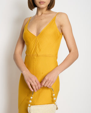 Gabriela Hearst Yellow Brigita Cashmere & Silk Blend Maxi Dress With Stitch Detailing