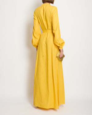 Gabriela Hearst Yellow Linen Long Dress with Belt Detail Size IT 42 (UK 10)