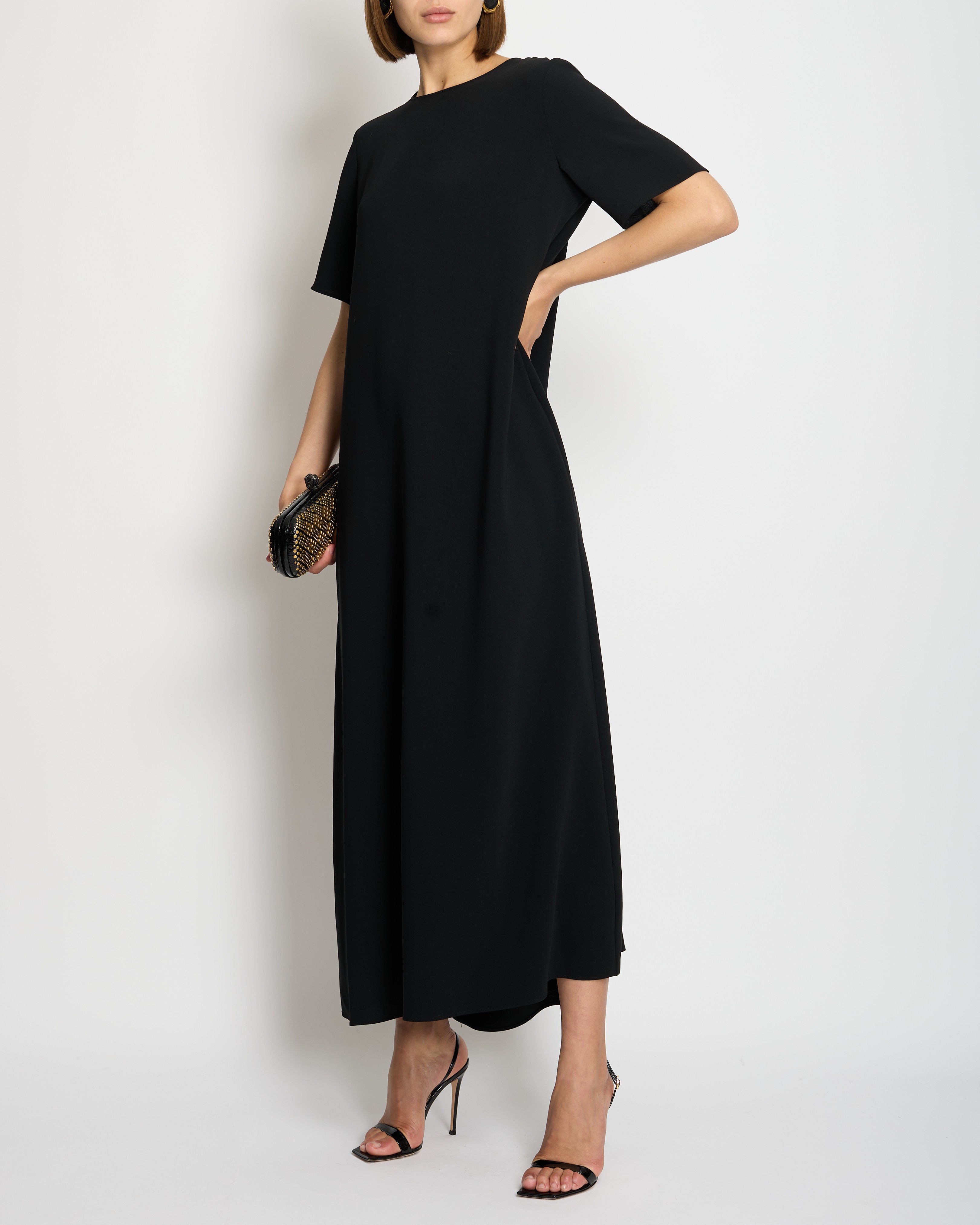 The Row Black Round Neck Maxi Dress with Size IT 42 44 UK M