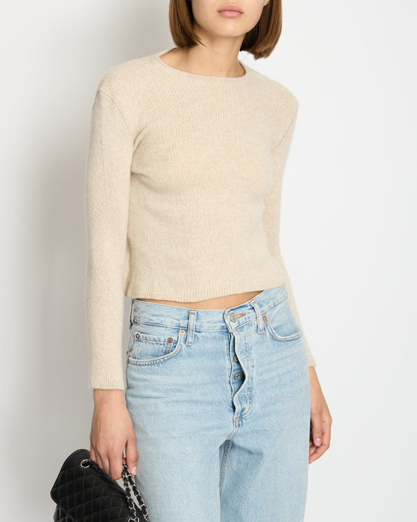 The Row Beige Crewneck Cashmere Jumper UK 6-8