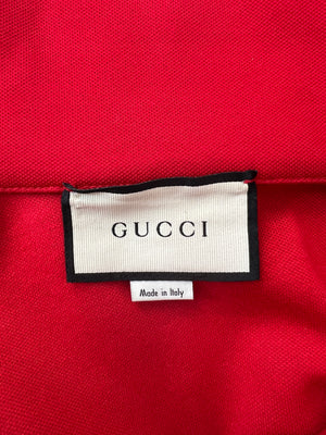 Gucci Red & Navy Blue Tracksuit with Side Stripe Trim and Cherry Embroidered Logo Detail Size XS (UK 6)