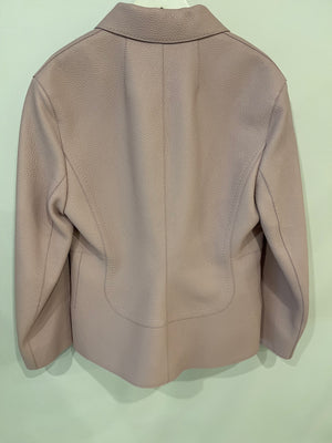 Hermès Pink Leather Jacket with Silver Logo Button and Zipped Pocket Details Size FR 42 (UK 14)