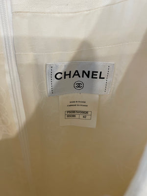 Chanel White Mini Dress With Floral Sequin Detail Size FR 42 (UK 14)