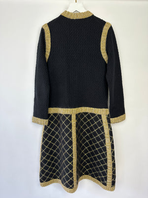 Chanel 15/A Black Long Sleeve Tweed Midi Dress Size FR 40 (UK 12)