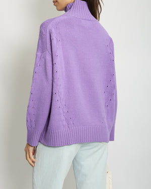 Ermanno Scervino Lilac High Neck Long Sleeve Jumper with Embellished Logo Detail IT 40 (UK 8)