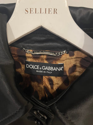 Dolce & Gabbana Black Nylon Cropped Jacket with Buttons Size IT 40 (UK 8)