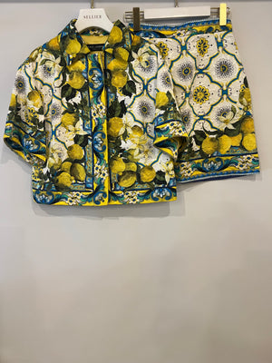 Dolce & Gabbana Multicolour Lemon Printed Jacquard Skirt and Jacket Set Size IT 38 (UK 6)