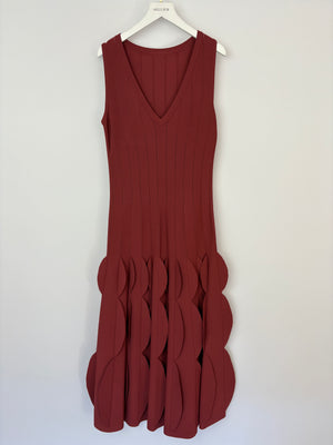 Alaïa Rust Brown Sleeveless Midi A-Line Dress with Appliqué Detail Size FR 40 (UK 12)