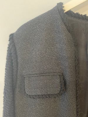 Chanel Black Tweed Metallic Long Jacket with Pocket Details FR 38 (UK 10)