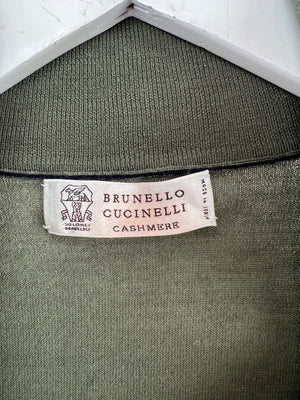 Brunello Cucinelli Khaki Zip Up Cardigan Size L (UK 38)