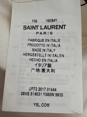 Saint Laurent Cream Suit Jacket and Trouser Set With Silk Lapel Detail Size FR 36 (UK 8)