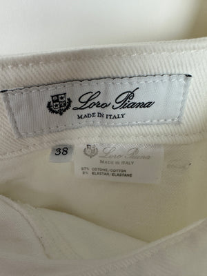 Loro Piana White Denim Wide Leg Trousers Size IT 38 (UK 6)