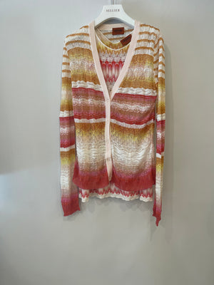 Missoni Pink, Yellow, White Cardigan and Sleeveless Top Set Size IT 40 (UK 8)