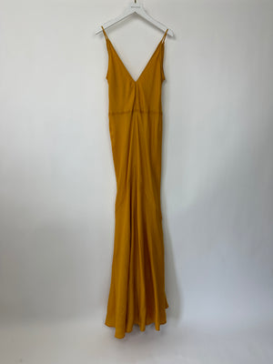 Gabriela Hearst Yellow Brigita Cashmere & Silk Blend Maxi Dress With Stitch Detailing