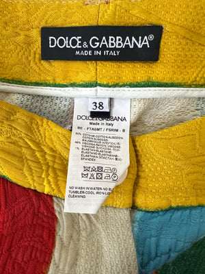 Dolce & Gabbana Multi-Colour Striped Jacquard High-Waist Shorts Size IT 38 (UK 6)