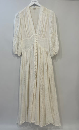 Cult Gaia White Short Sleeve Maxi Dress with Corset Detail Size Small (UK 8)