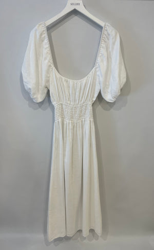 Faithfull The Brand White Midi Linen Dress Size S (UK 8)