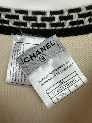 Chanel 04A Cashmere Midi Dress and Longline Cardigan Set With Grey Trim Detail FR 36 (UK 8)