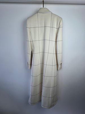 Ralph & Russo White Wool Coat with Black Striped Line Details Size IT 44 (UK 12)