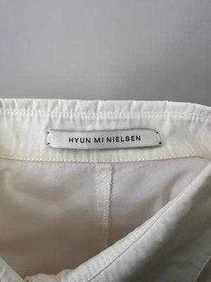 Hyun Mi Nielsen Ivory Cotton Shirt Dress with Puffed Sleeves Size FR 38 (UK 10)