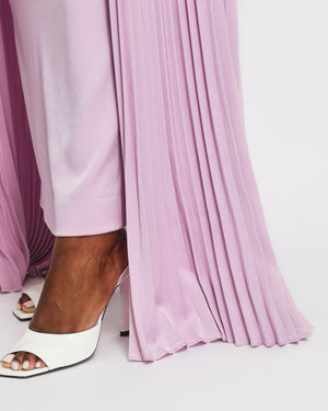 Alex Perry Lilac Round Neck Maxi Dress with Pleated Arm Detail FR 34 (UK 6)