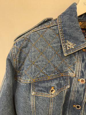 Louis Vuitton Denim Blue Jacket with Silver Logo Details Size FR 38 (UK 10)