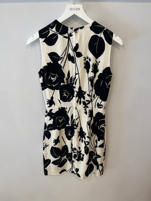 Dolce & Gabbana Black and White Sleeveless Mini Floral Embellished Dress Size IT 36 (UK 4)