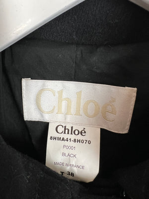 Chloe Black Double Breasted Coat with Embellished Embroidery Detail Size FR 38 (UK 10)