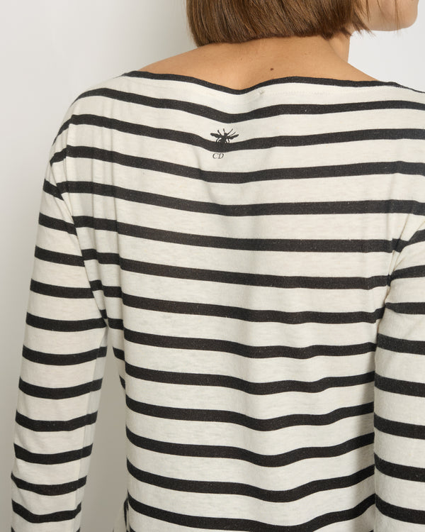 Christian Dior Navy & White Striped Long Sleeve Top Size XS (UK 6)