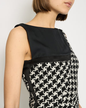 Christian Dior Black Sleeveless Vest with Black & White Knitted Houndstooth Detail FR 34 (UK 6)